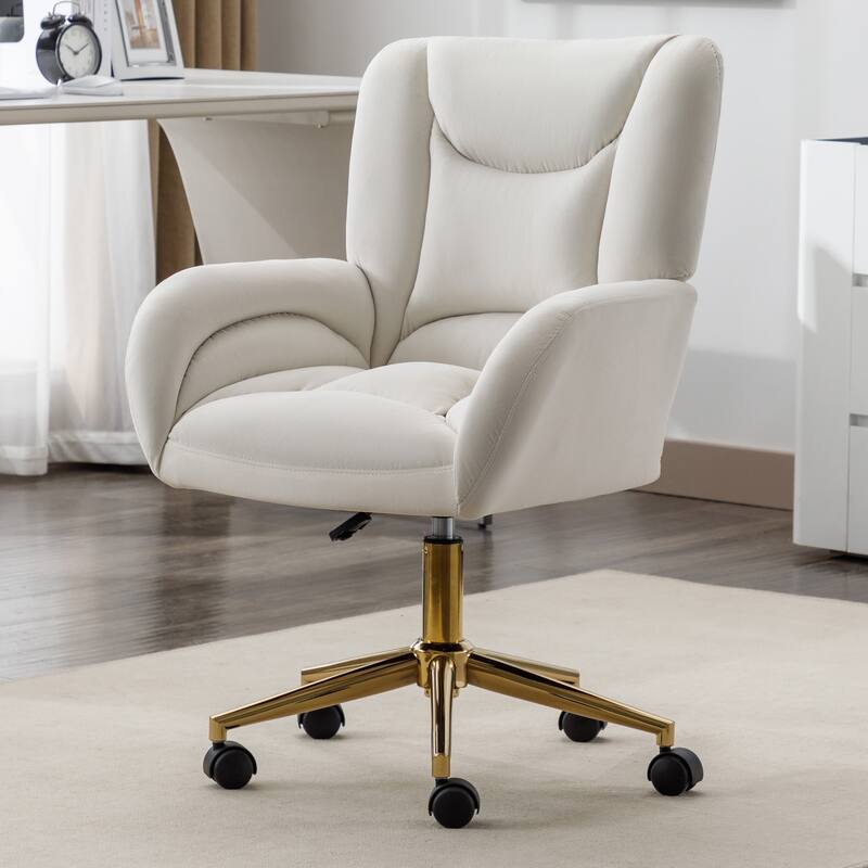 360 Swivel Fabric Home Office Chair With Gold Metal Base