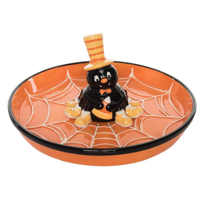 Transpac 12.25 in. Halloween Spider Chip and Dip Set of 2