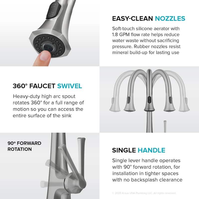 KRAUS Savan 2-Function Single Handle Pull Down Kitchen Faucet
