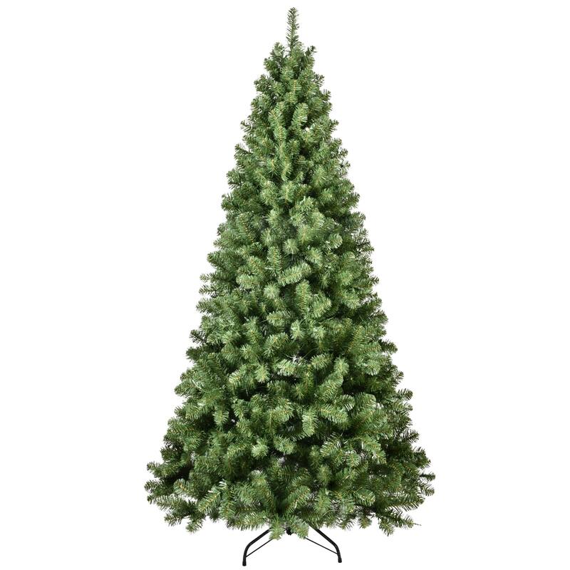Pre-Lit PVC Christmas Tree - UL Lights, Auto-Unfold Memory Wire, Easy Assembly, Metal Stand - Green