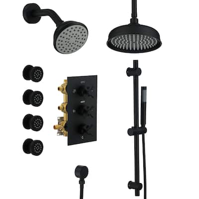 8-In Ceiling Mounted Shower System with Sliding Bar and 4 Body Sprays