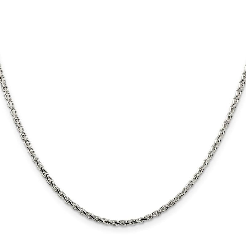 Curata 925 Sterling Silver 2.15mm Diamond Cut Round Spiga Chain Necklace (Lobster)