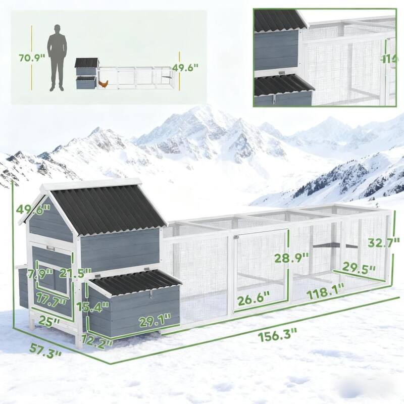 Extra Large Wooden Chicken Coop for 10-15 Chickens