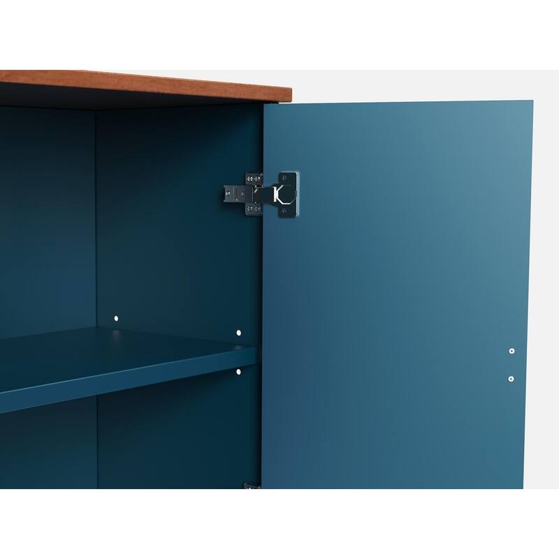 4 Doors Modern Storage Cabinet with Line Design