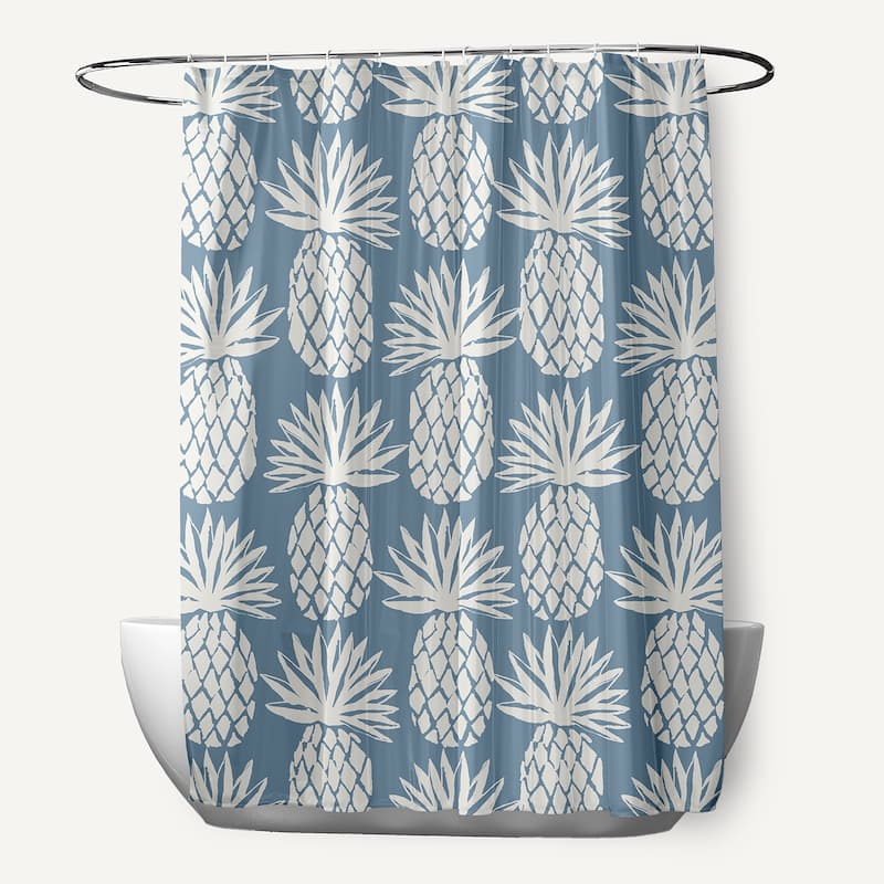 Pineapple Pattern Shower Curtain - Dusty Smoke