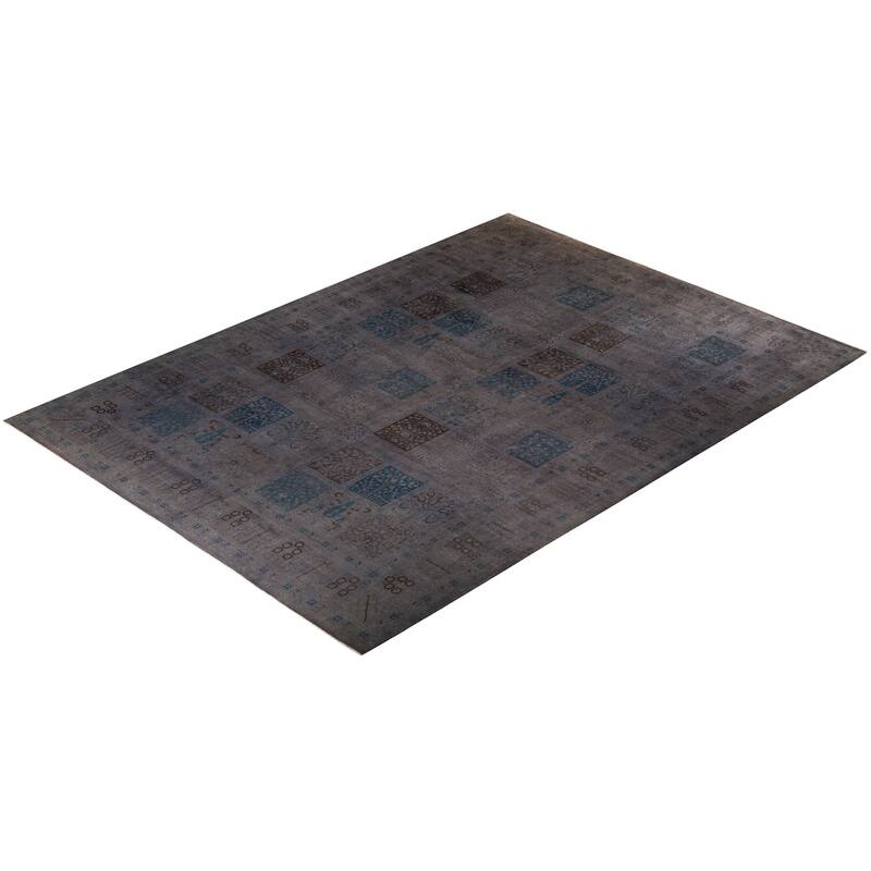 Overton Hand Knotted Wool Vintage Inspired Modern Contemporary Overdyed Gray Area Rug - 10' 3" x 13' 10"
