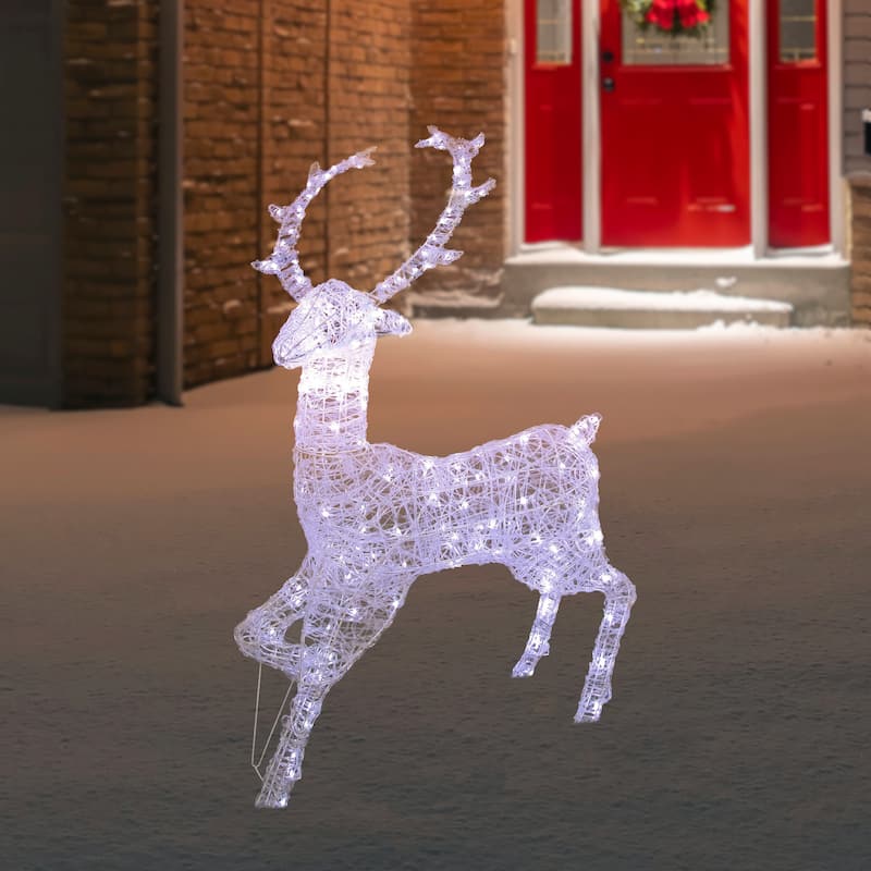 46.5" Pure White LED Commercial Grade Acrylic Reindeer Outdoor Christmas Decoration - Pure White