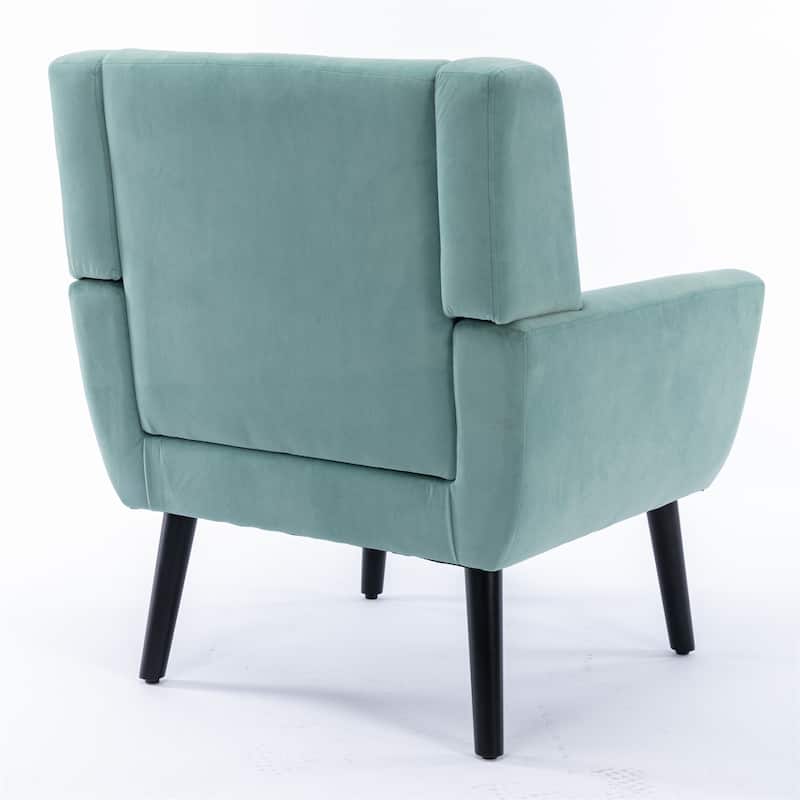 Mint Green Velvet 29.53" Buttons Tufted Accent Chair with Black Legs