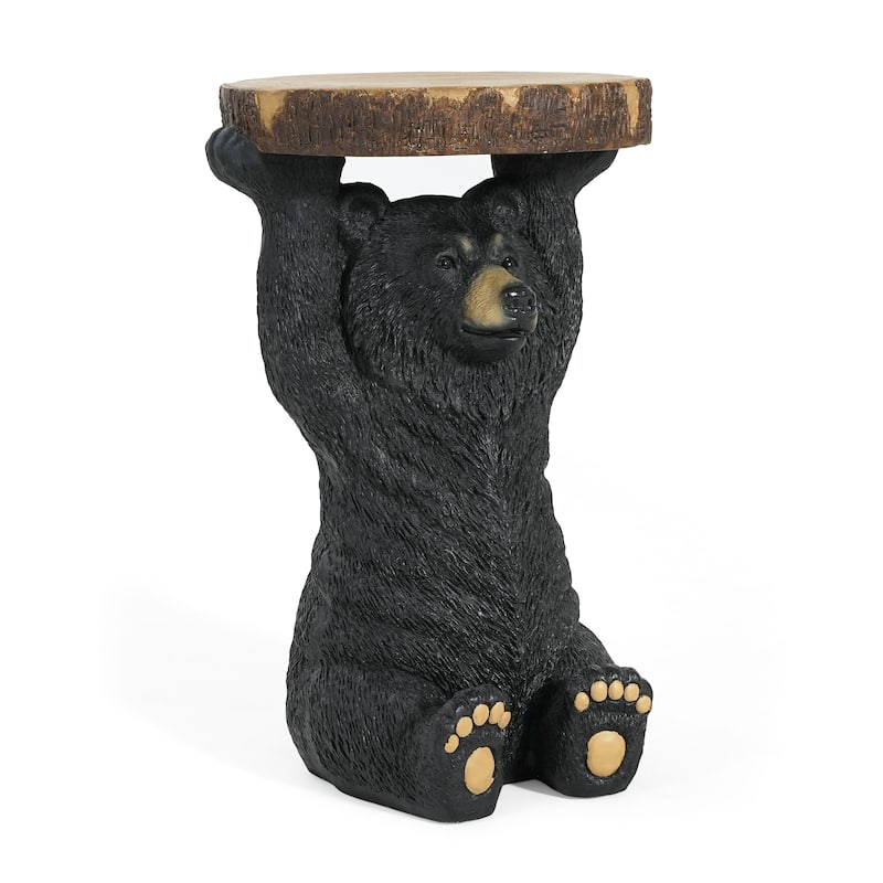 Christopher Knight Home - Blackthorn Bear MGO Side Table with Faux Wood-Top and Weather-Resistant Charm