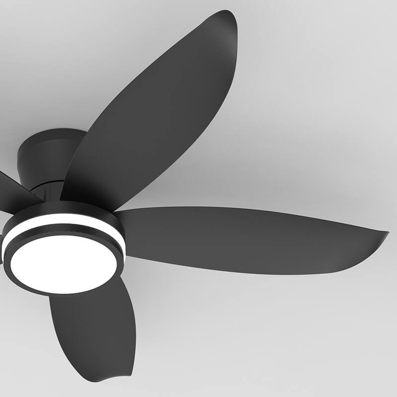 42-inch 5-blade high-airflow easy-install plug-in ABS blade ceiling fan light - Black