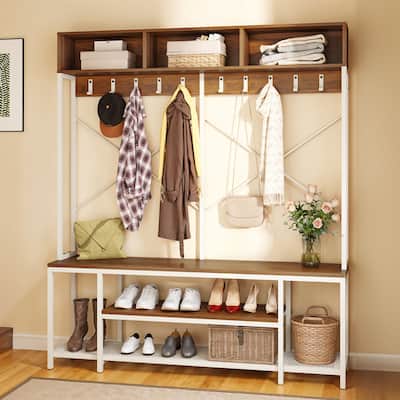 Moasis 5-in-1 Hall Tree with Shoes Storage and Coat Rack for Hallway