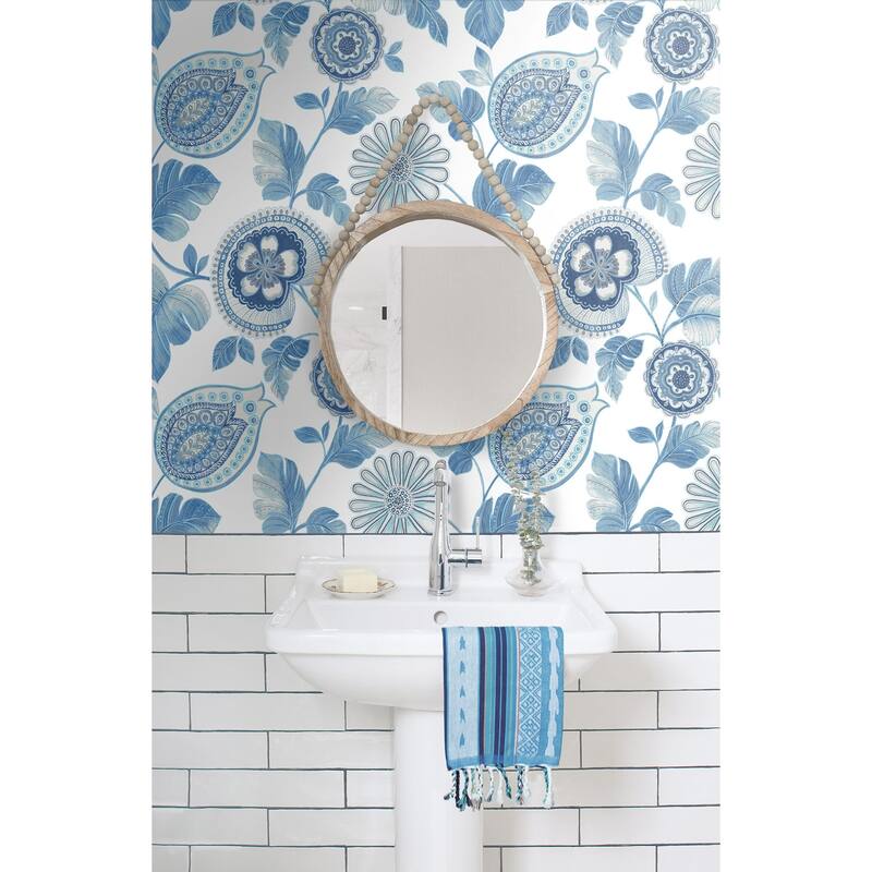 Seabrook Designs Boho Rhapsody Calypso Paisley Leaf Unpasted Wallpaper