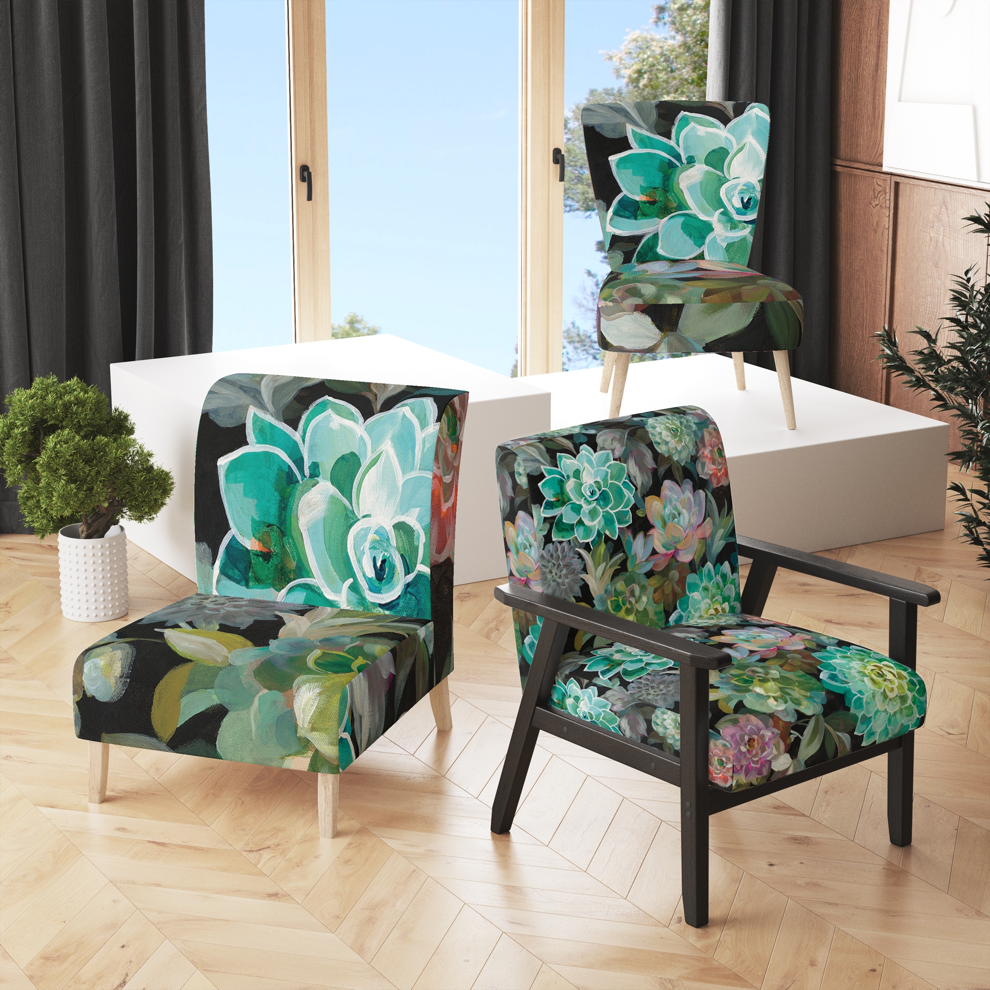 Teal floral hotsell accent chair