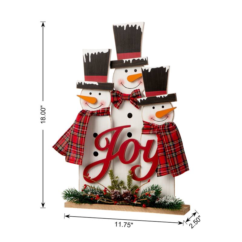Glitzhome 18"H Wooden Snowman Family Table Decor