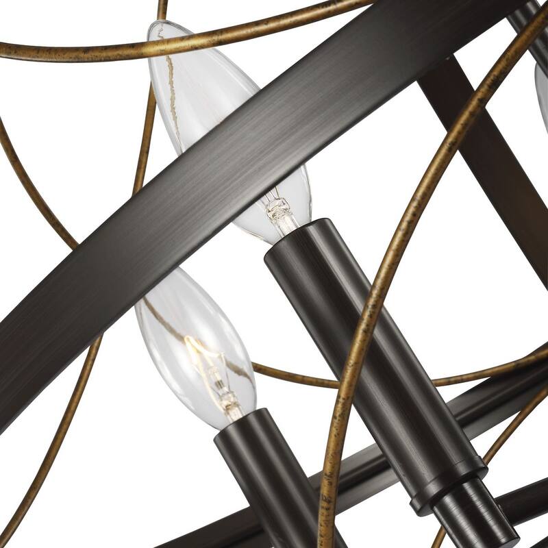 Brandywine Collection Five-Light Antique Bronze Farmhouse Pendant Light - 19.140" x 24.810" x 24.810"
