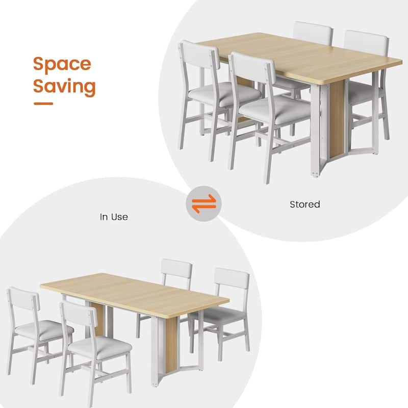 Dining Table Set 6 People Extendable Kitchen Table 4 Chairs