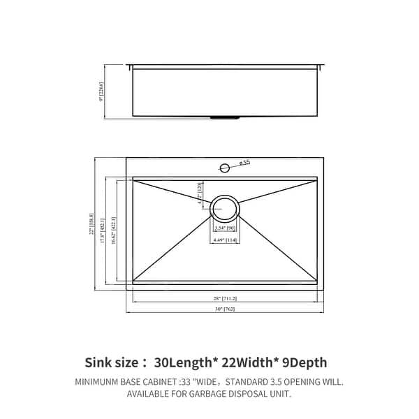 Drop In Kitchen Sink - 30 in. Kitchen Sink Stainless Steel Single Bowl ...