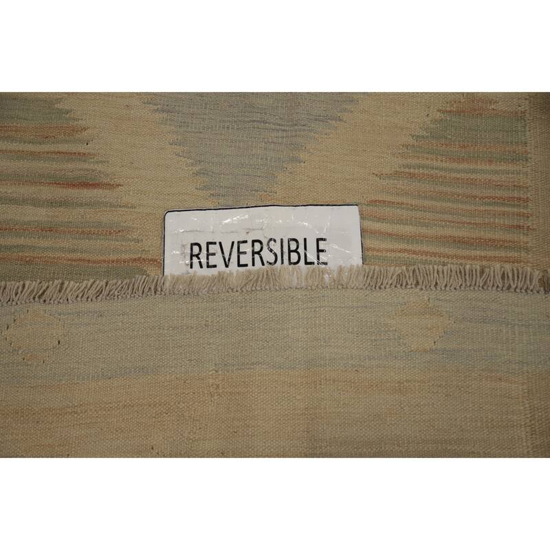 Hand Woven Oriental 100% Wool Carpet Southwestern Tribal Beige & Ivories Kilim Area Rug - 6' 10'' X 4' 9''