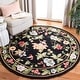 preview thumbnail 3 of 25, SAFAVIEH Handmade Chelsea Rubi French Country Floral Wool Rug 5'6" x 5'6" Round - Black