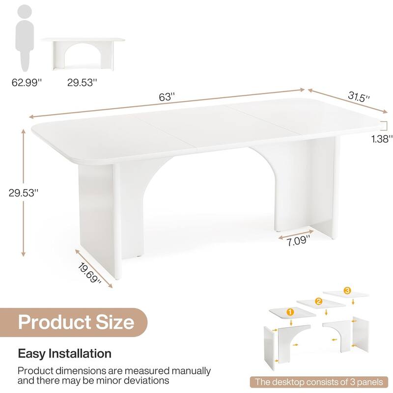 63" Executive Desk, Large Computer Desk Modern Home Office Desk