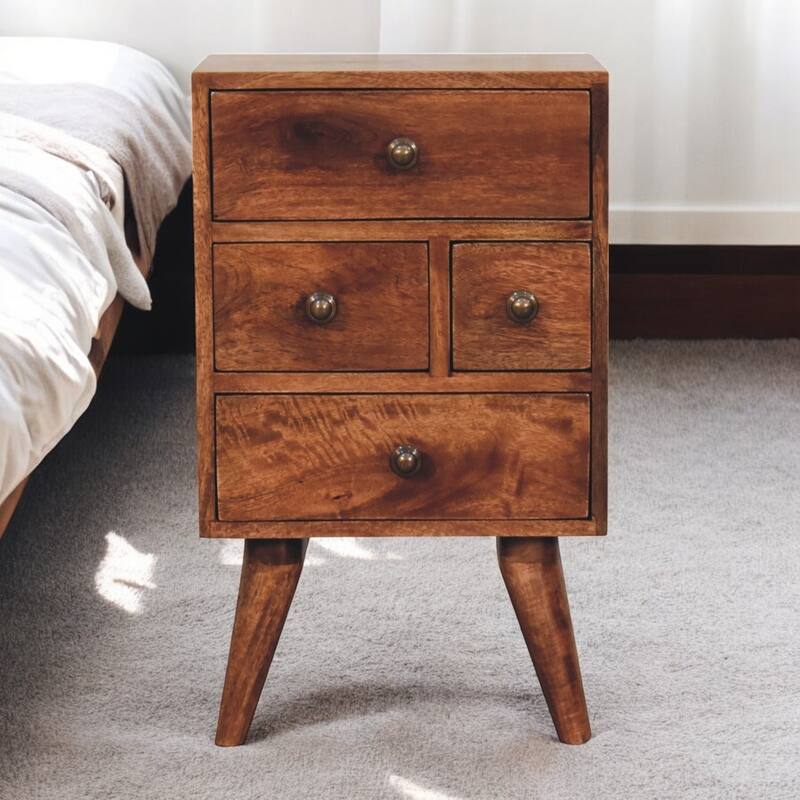 Artisan Furniture Solid Wood Honey Caramel Nordic Style Multi Bedside