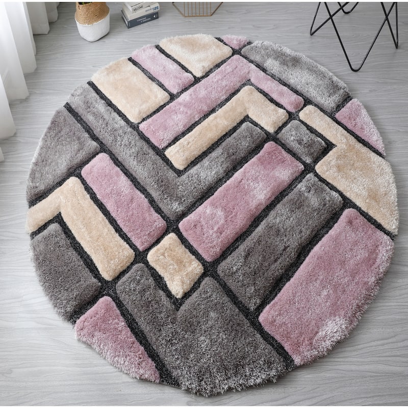 Mateos Shag Collection Geometric Area Rug