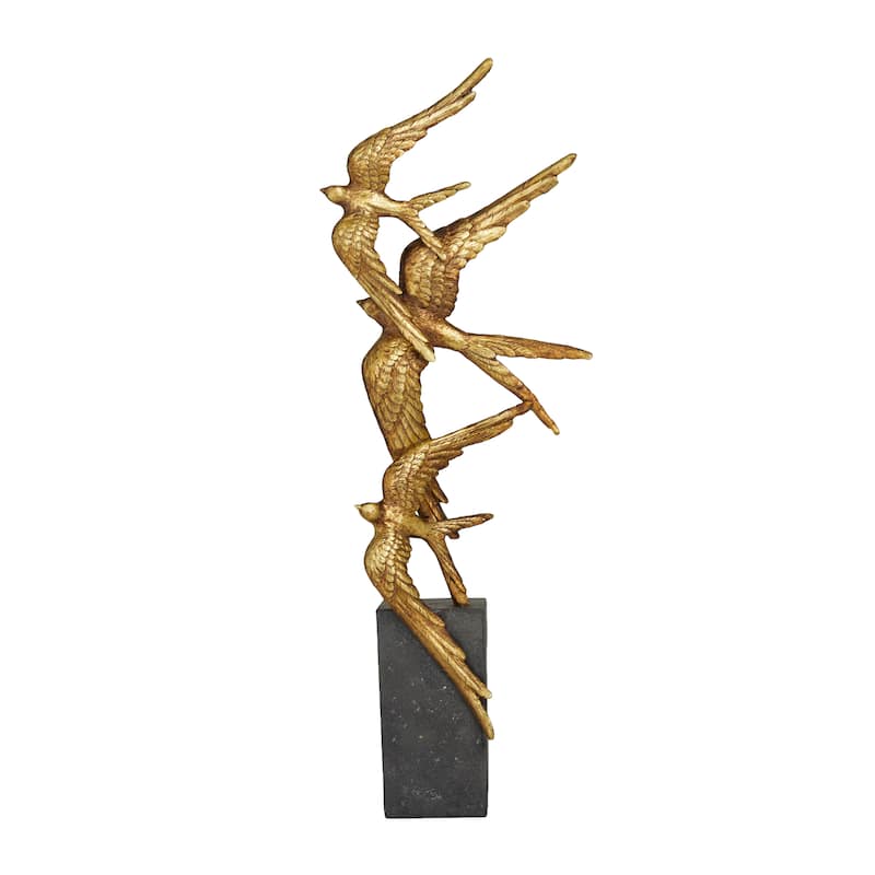 Gold Polystone Bird Decorative Sculpture
