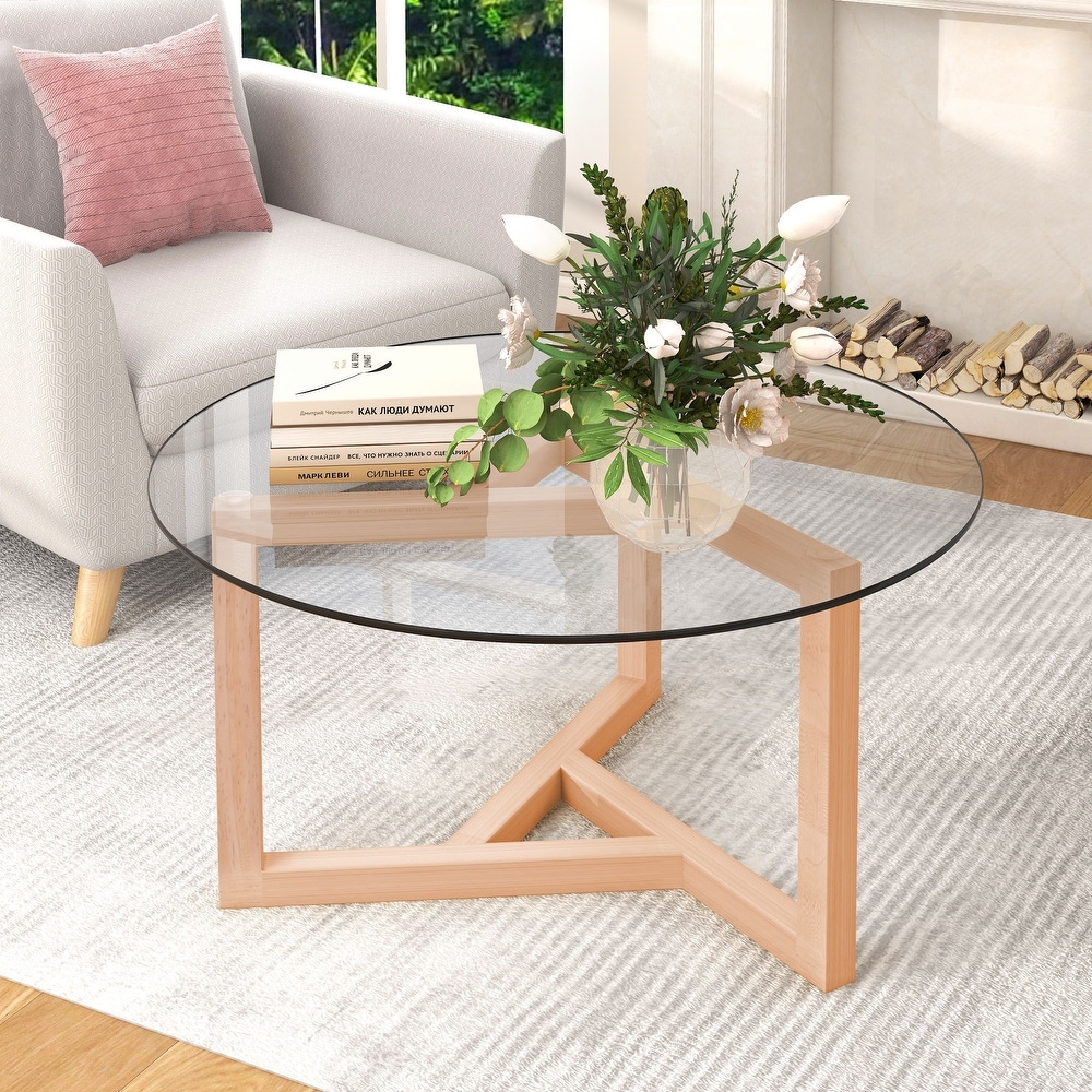 overstock round glass coffee table