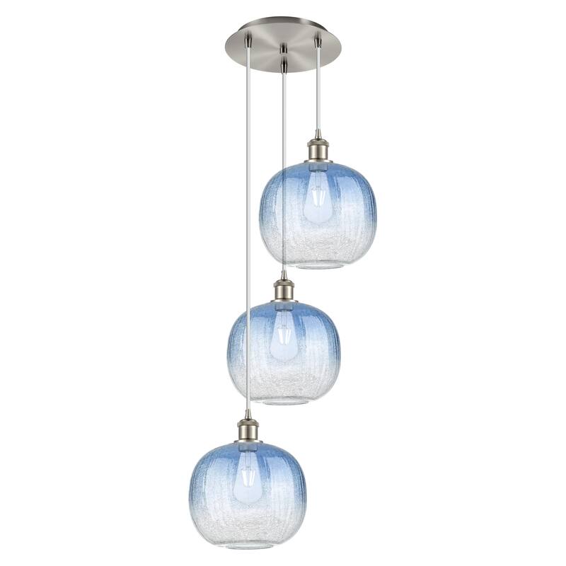 Innovations Lighting Endless Possibilities Ballston - Brookhaven Globe - 3 Light 14" Cord Hung Multi Pendant - Brushed Satin Nickel/Amber
