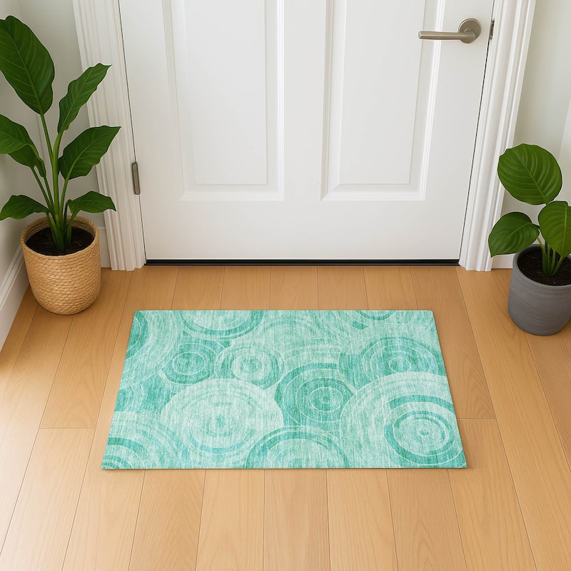 Premium Washable Super Soft Contemporary Mosaic Mayfield Rug - Teal - 1'8" x 2'6"