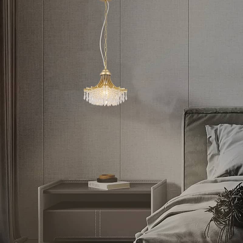 Single Bulb Matte Gold Fan Shaped Chandelier