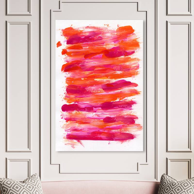 Wynwood Studio Abstract Red Daisy Petals Orange and Modern & Contemporary Wall Art Canvas Print - 54 x 36