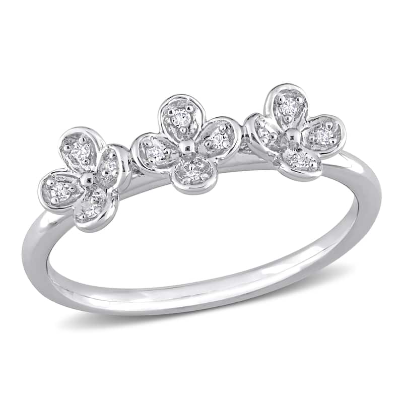 Miadora Diamond Accent Floral Ring in Sterling Silver