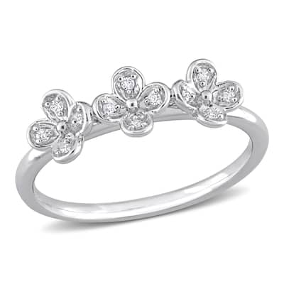 Miadora Diamond Accent Floral Ring in Sterling Silver