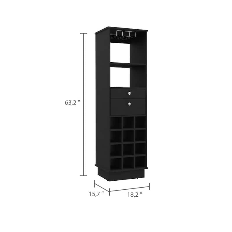 Bar Cabinet Bureck With Two Drawers And Twelve Wine Cubbies