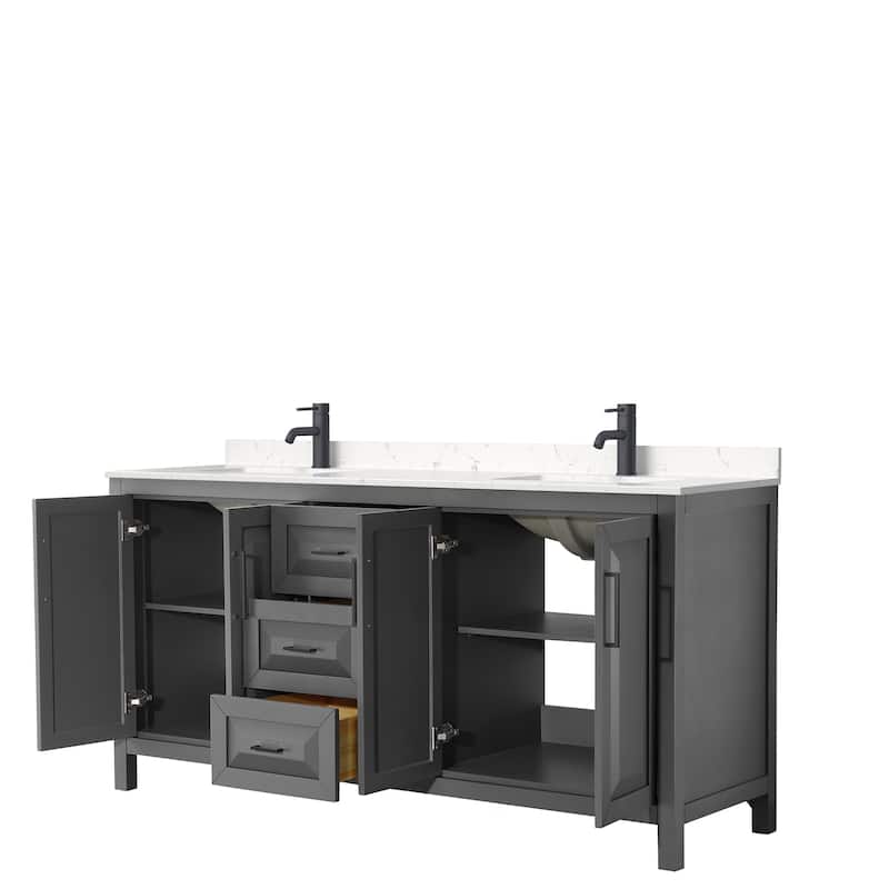 Daria 72 Inch Double Vanity, Cultured Marble Top