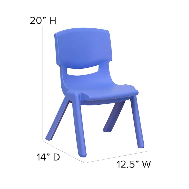 2 Pack Plastic Stackable Preschool Chair with 10.5" Seat Height - 14"D x 12.5"W x 20"H