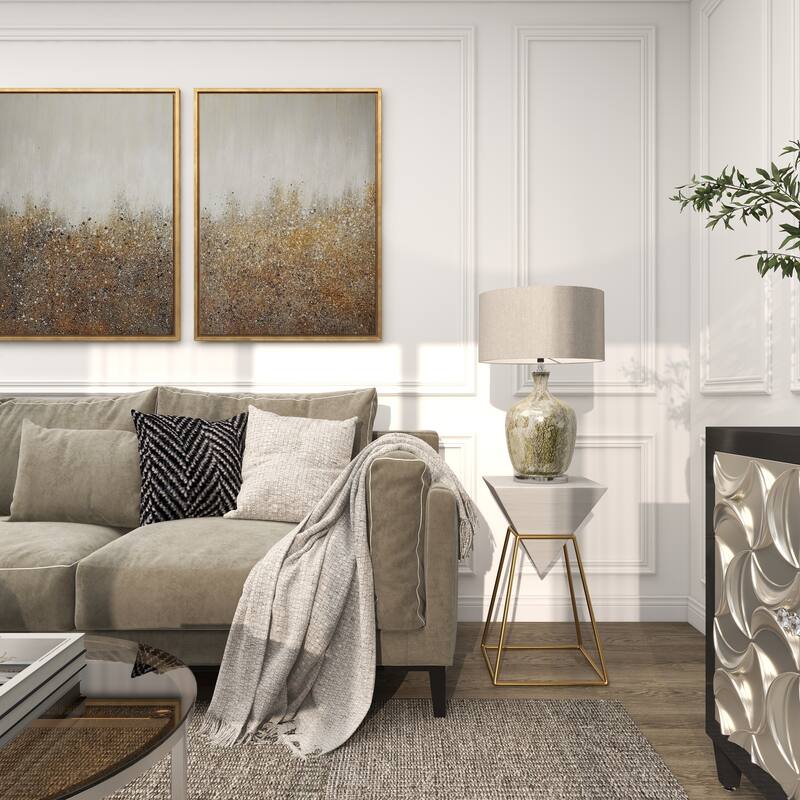 Minimalist Wood Inverted Pyramid Geometric Accent Table with Metal Stand - White or Black