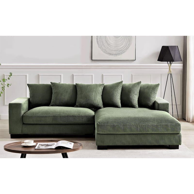 Us Pride Furniture Payan 102.4" Wide Corduroy L-Shape Sectional Sofa