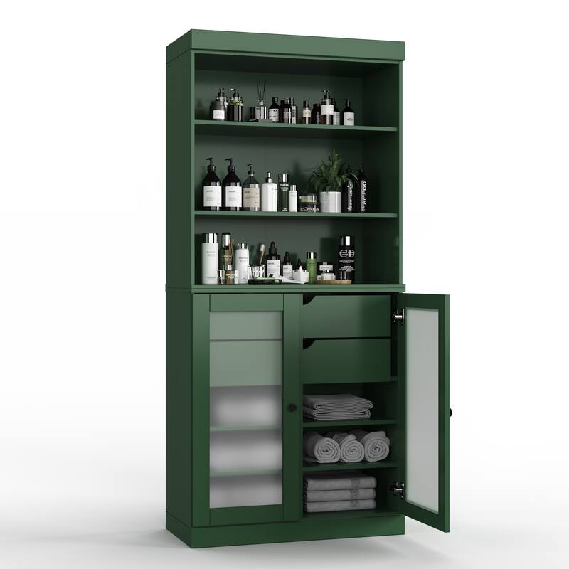 100% Solid Wood 32" Bathroom Cabinet with Optional Doors, 2-Drawers by Palace Imports