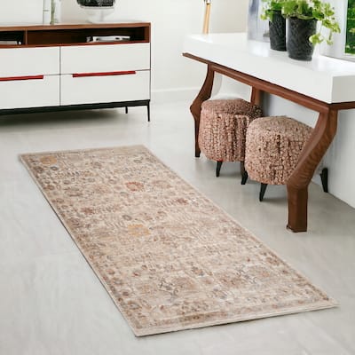 HomeRoots Floral Medallion Traditional Runner Area Rug