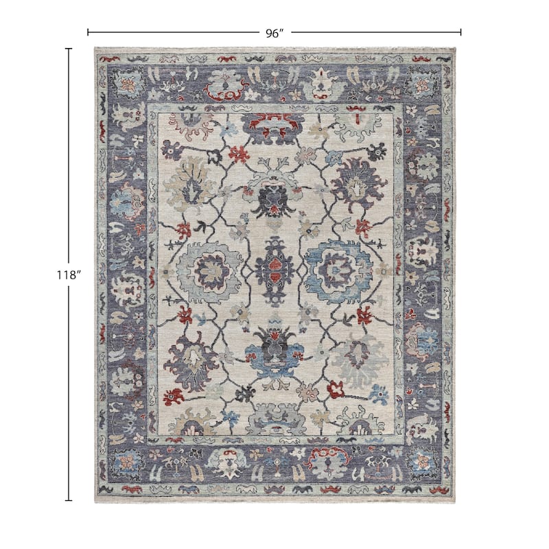 Oushak One-of-a-Kind Hand-Knotted Area Rug - Ivory - 8' 0" x 9' 10"