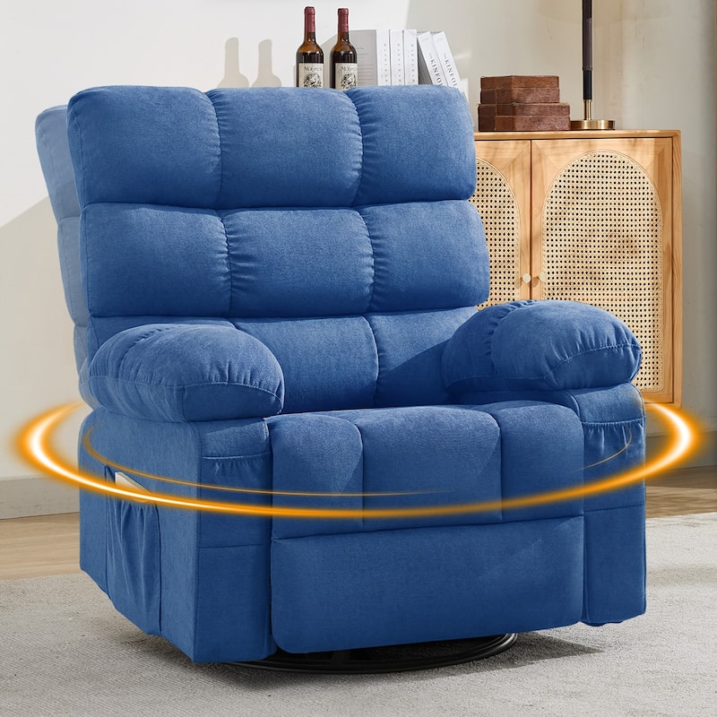 Swivel Rocker Recliner Chair 360° Manual with Side Pockets for Adults