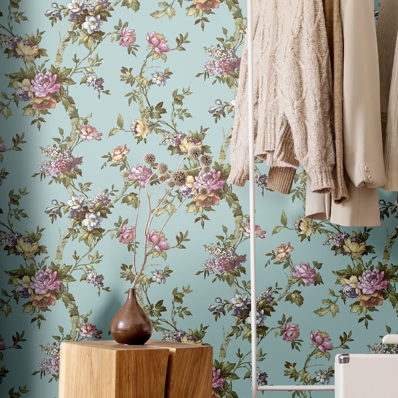 Galerie Wallcoverings Cottage Chic Trailing Floral Motif ECODECO Material Matte Wallpaper Roll