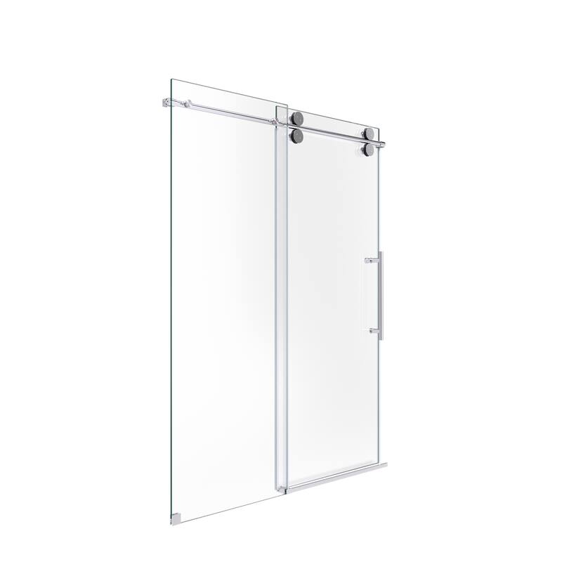 Frameless Clear Tempered Glass Single Sliding Shower Door w/ 5/16" Thick
