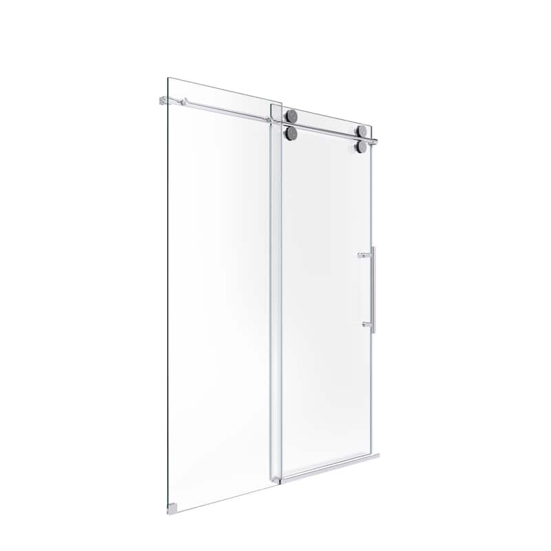 Frameless Clear Tempered Glass Single Sliding Shower Door with 5/16" Thick