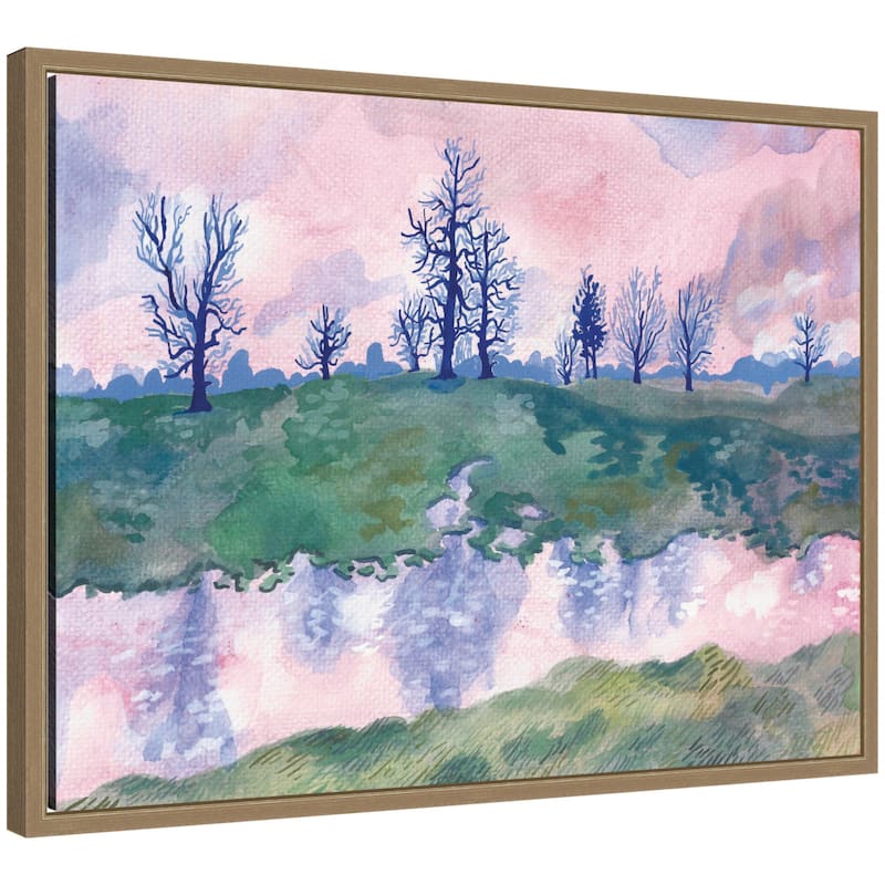 Kate and Laurel Lonely Oaks by Lucia Gianello Framed Canvas Wall Art Print - 24 x 18