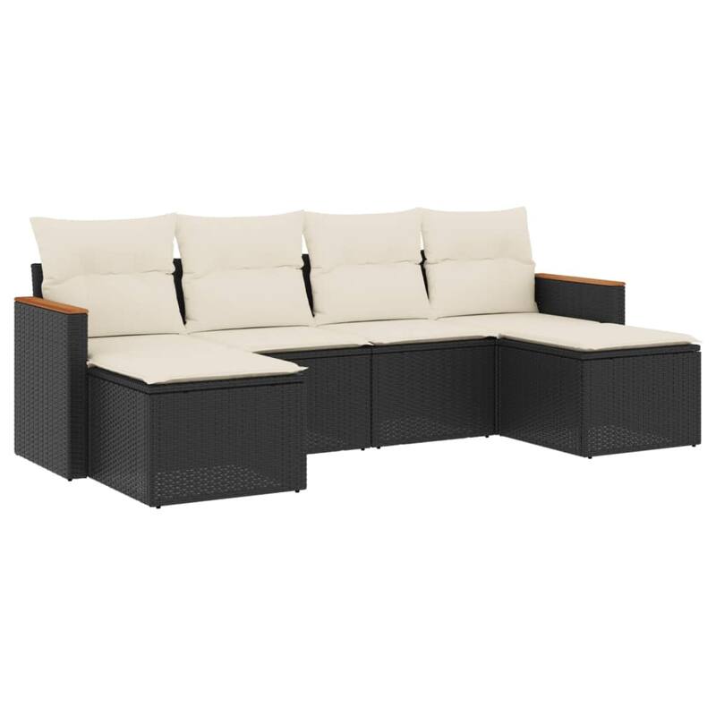 vidaXL Patio Sofa Set with Cushions Outdoor Conversation Furniture Poly Rattan