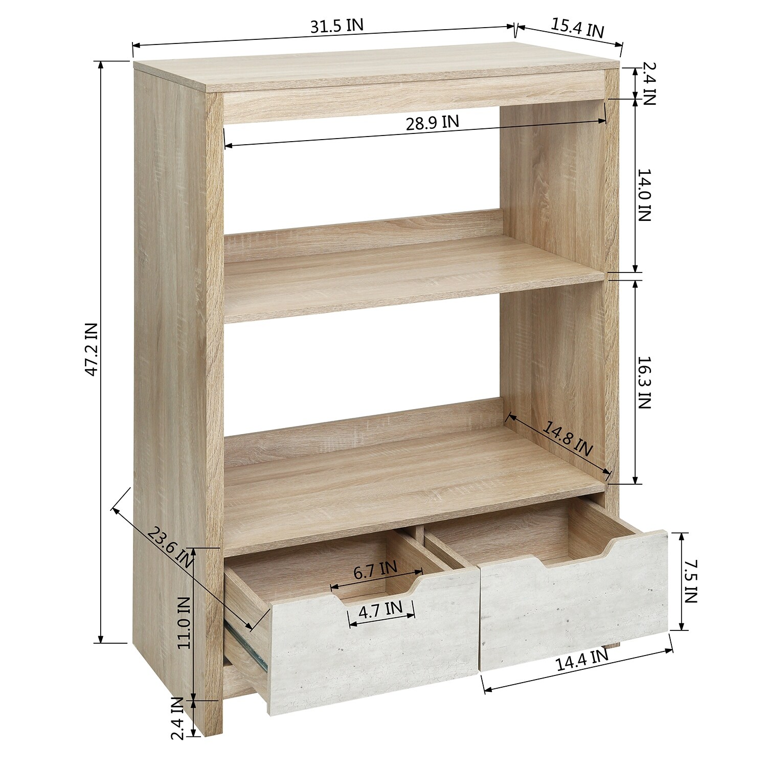 The Gray Barn Eagles Eyrie 3 Shelf With Drawers Mdf Bookcase Storage Overstock