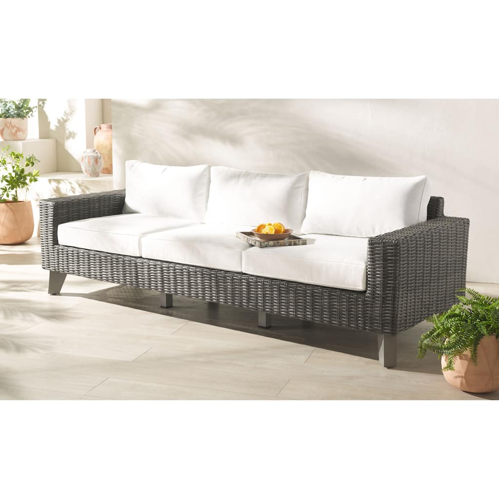 Safavieh Couture Margarita Wicker Patio Sofa - 95Wx34Dx27H